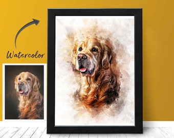 Benutzerdefinierte Aquarell Haustier Portrait, personalisierte Hundemalerei, Katzenportrait, digitales Aquarell, Portrait vom Foto, Erinnerungsgeschenk für sie