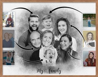 Combinar fotos en un dibujo - Agregar persona a la foto - Agregar un ser querido fallecido a la foto - Retrato familiar de diferentes fotos - Agregar a alguien