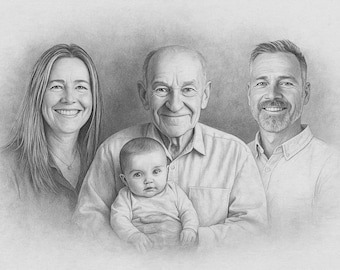 Realistic merge of different photos, Add deceased loved one to photo, Add someone to photo, Family portrait from photos, Memorial portrait