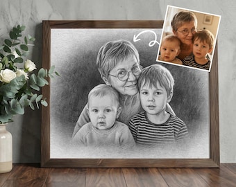 Memorial Painting with deceased loved one Photo, Add person to Family Photo, Add Passed away Loved one To Portrait, Combine Photos Merging