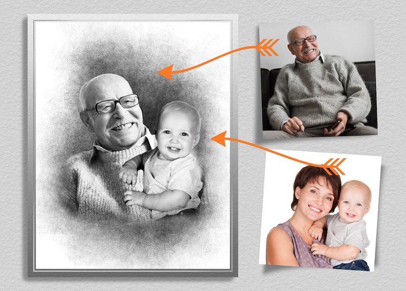Lägg till en avliden älskad till foto, Anpassad familjegåva - Lägg till person till foto, Kombinera foton, Present till pappa mamma, Mors dag-present bild 8
