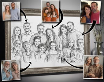 Custom Personalised Pencil Sketch from Photo, Black and White Portrait Drawing, Mother’s Day Gift, Memorial Sympathy Gift, Keepsake Art
