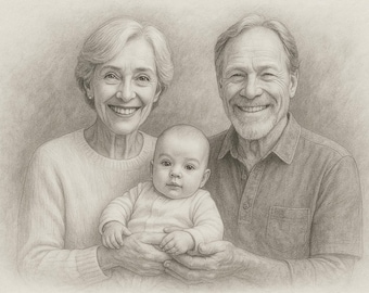 Mothers day photo gift, Custom Family Portrait, Merge Memories with Deceased Loved One, Realistic Merge of Different Photos, sketch