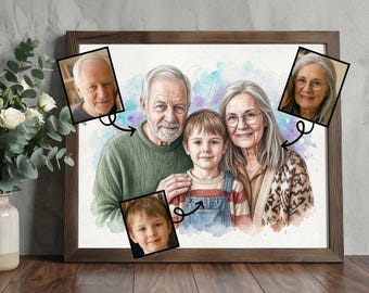 Realistic merge of different photos, Add deceased loved one to photo, Add someone to photo, Family portrait from photos, Memorial portrait