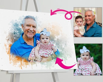Memorial Painting with deceased loved one Photo, Add person to Family Photo, Add Passed away Loved one To Portrait, Combine Photos Merging