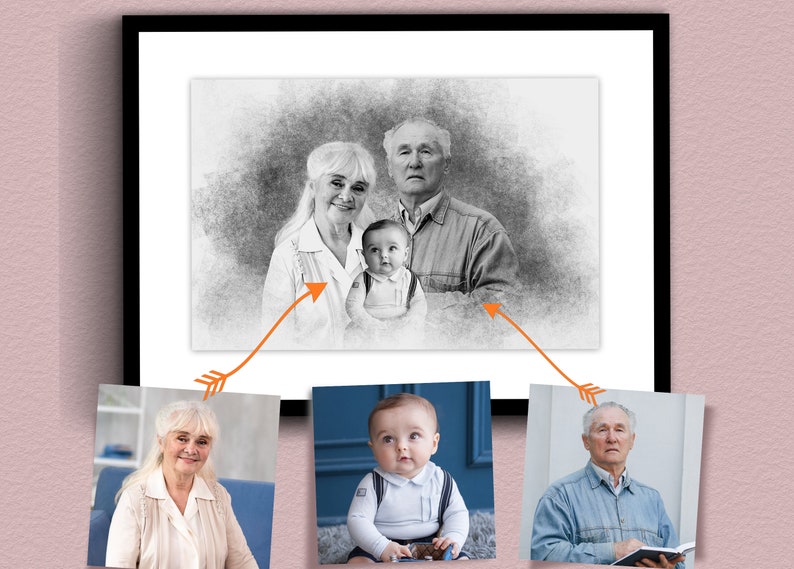 Lägg till en avliden älskad till foto, Anpassad familjegåva - Lägg till person till foto, Kombinera foton, Present till pappa mamma, Mors dag-present bild 4
