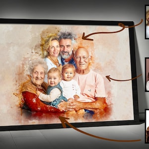 Realistic merge of different photos, Add deceased loved one to photo, Add someone to photo, Family portrait from photos, Memorial portrait