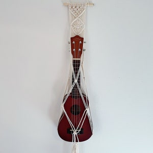 macrame ukulele holder / wall decor / beige tan ukulele hanger / boho decor