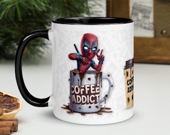 Baby Deadpool Coffee Addict Ceramic Mug, Parody Funny Cup