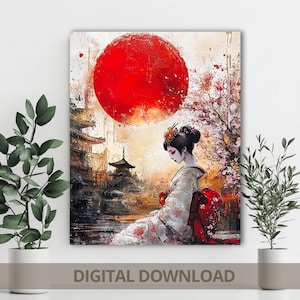Elegant Ukiyo-e Style Geisha Wall Art – Japanese Aesthetic Poster - Poster Geisha Traditional
