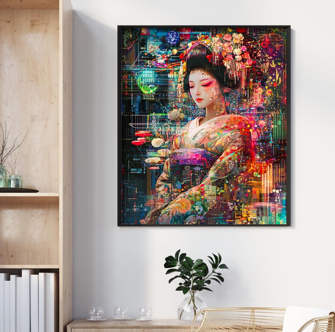 Strahlende Cyberpunk Android Geisha, Geisha Poster, Geisha Wandkunst ...