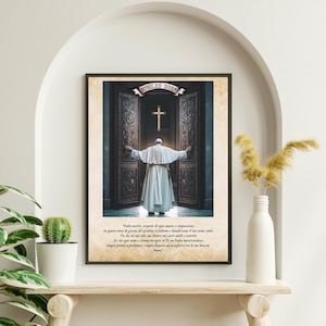 Jubilee 2025: Pilgrims of Hope and Unity. Poster incorniciato in legno pregiato con carta opaca di qualità museale.