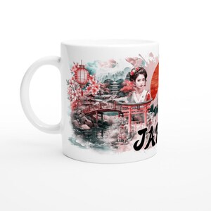 Japan Mug, Japan Word Art Mug - Perfect for Japan Enthusiasts and Travelers. White 11oz Ceramic Mug