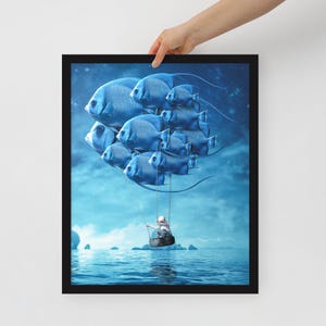 Poster Wall Art - Floating Fantasy, A Dream of Blue - Framed poster