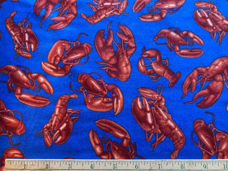 100 Cotton Lobster Fabric for Quilting Crafting Sewing Etsy