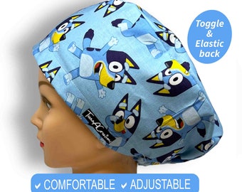 Satin Lined Scrub Cap | Blue dog Scrub Hats,  anesthesia scrub caps for women euro style, surgical cap, scrub caps men, midwife gift