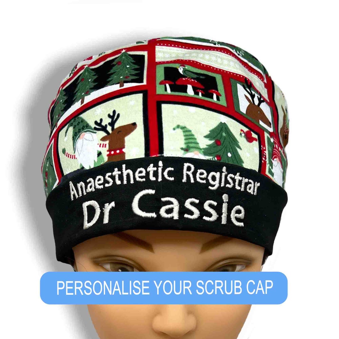 Christmas Scrub Cap Personalised Scrub Hats Embroidered Etsy Australia