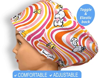 Satin Lined cartoon dog Scrub Hats | anesthesia Scrub Caps, Unisex euro scrub cap, surgical cap, pediatric nurse gift, midwife gift