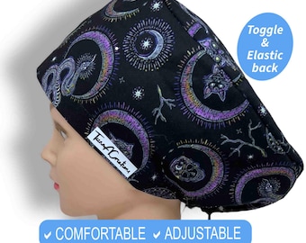 Satin Lined Scrub Hats | Snake Surgery Cap, anesthesia scrub caps for women, euro scrub cap, surgical cap, pediatric nurse gift