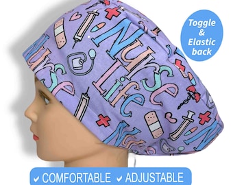 Satin lined Scrub Caps for women| Nurse Life Scrub, euro scrub Hats, surgical cap, medical student gift, Nurse Gift, anesthesia scrub cap
