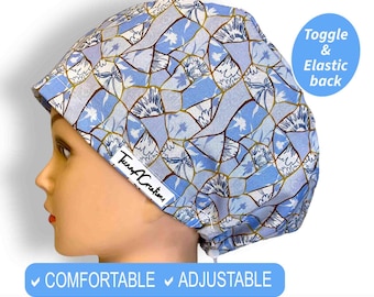 Scrub Cap | Scrub Hats, Satin Lined Scrub Caps for women euro style,surgical cap with buttons, anesthesia scrub cap, nicu nurse