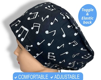 Satin Lined Scrub Caps | Music Euro Surgical Scrub Hat | Anesthesia Cap | Nurse & Pediatric Gift | OR Cap