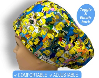 Satin lined Unisex Euro scrub caps | Cartoon Scrub Hats , surgical cap, anesthesia scrub cap, veterinarian gift, Nicu nurse Gift