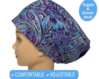 Satin Lined Scrub Cap | Adjustable Euro Surgical Hat, Women's Scrub Hats