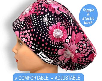 Satin Lined Scrub Caps for women euro style | Scrub Hats, midwife scrub cap, anesthesia scrub cap, nicu nurse gift, medical student gift