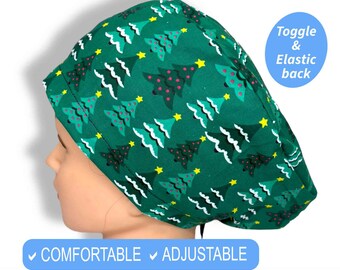 Christmas tree Scrub Hat | euro scrub caps Nurse Gift, optional Satin lined surgical cap
