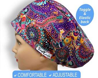 dreamtime Scrub Hats | Euro Scrub Cap with optional Satin lined, surgical hat nurse gift