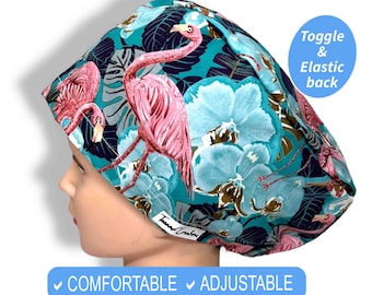 Flamingo Scrub Hats | euro Scrub Caps for women, pediatric nurse gift