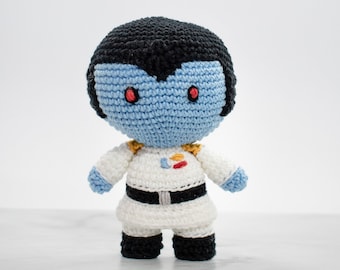 Grand Admiral Thrawn crochet pattern | Star Wars amigurumi toy | Crochet doll PDF | Geeky toys | Geek gift