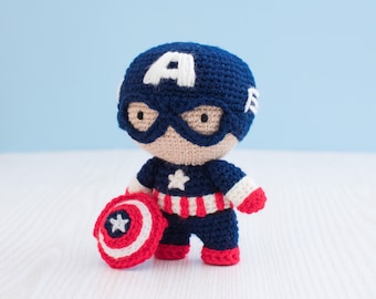 Captain Friend kid Amigurumi Pattern | Superhero crochet toy download | Crochet Superheroes Pattern | Captain America PDF pattern