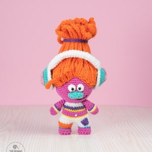 Dj troll kid crochet pattern Troll Miniature amigurumi soft toy Crochet doll PDF Geeky toys Geek gift image 1