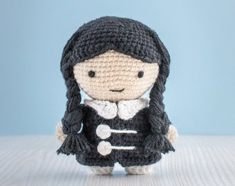 Gothic doll crochet pattern | Halloween amigurumi toy | Crochet doll PDF | Spooky toys | Creepy doll gift | Wednesday
