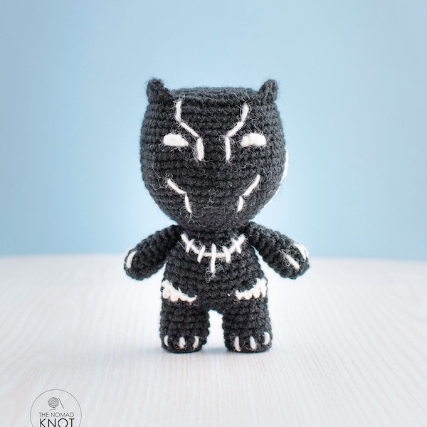 Black Panther Amigurumi crochet pattern | Superhero Amigurumi | Black Panther Crochet toy PDF | Superhero doll | Geeky toys | Geek gifts