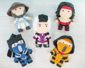 PACK: 5 Amigurumi patterns members of Mortal Kombat Friends Collection | MK crochet toy