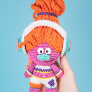 Dj troll kid crochet pattern Troll Miniature amigurumi soft toy Crochet doll PDF Geeky toys Geek gift image 6