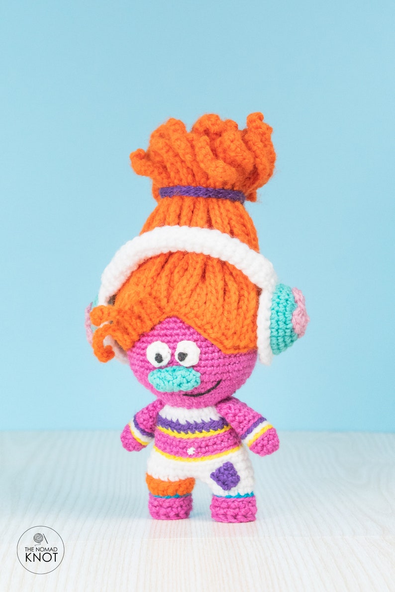 Dj troll kid crochet pattern Troll Miniature amigurumi soft toy Crochet doll PDF Geeky toys Geek gift image 5
