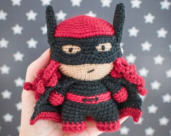 Batwoman kid Amigurumi Pattern | Superhero crochet toy download | Crochet Amigurumi Superheroes Pattern | Batwoman PDF pattern | Batgirl