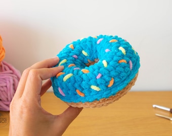 Gehaakte donutknuffel: Amigurumi-patroon zonder naaien (PDF-bestand)