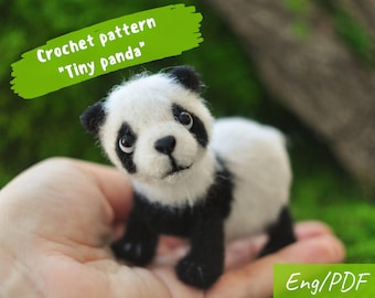 Amigurumi Crochet pattern tiny panda bear, Instant Digital Download PDF, Stuff little mammal, simple clear tutorial