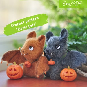 Amigurumi Crochet pattern tiny baby bats, Instant Digital Download PDF, simple clear tutorial for Halloween