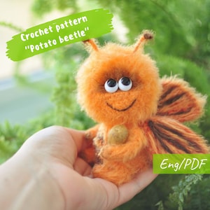 Amigurumi crochet pattern potato beetle, Instant Digital Download PDF, crochet tiny colorado bug clear tutorial, pets for Blythe
