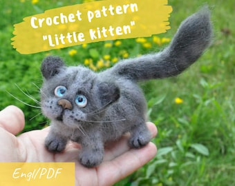 Amigurumi Crochet pattern Little kitten, Instant Digital Download PDF, Stuff Animals, crochet cat clear tutorial, pets for Blythe