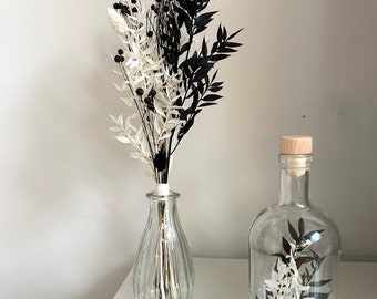 Black & White Dry Flower Bouquet Gift Set Black and White Flower Bottle Birthday Mother's Day Dry Flower Vase