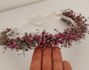 Hair wreath gypsophila white purple pink wedding enrollment flower child child adult hair crown jga hair band dried flowers