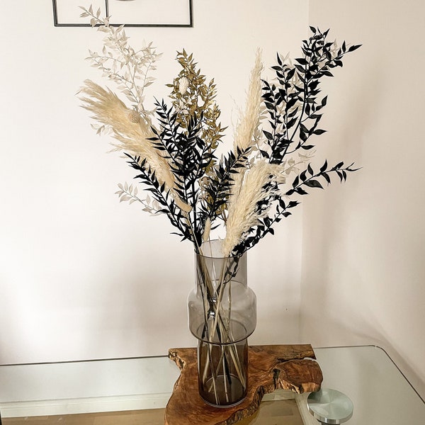 Trockenblumen Vase Set Geschenk Deko weiß schwarz gold