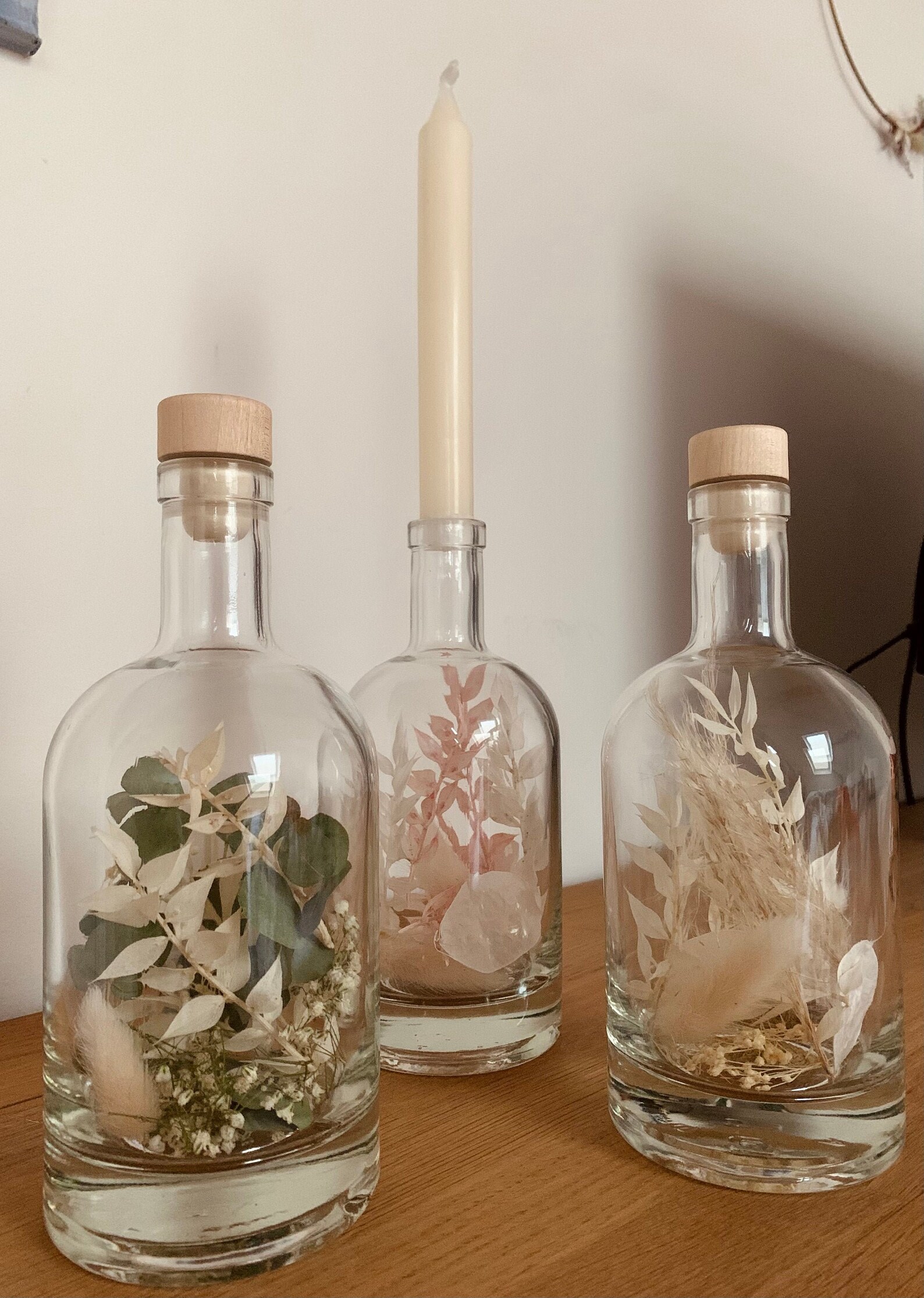 Flower Bottle Dried Flowers in Bottle Candlestick Dried Etsy